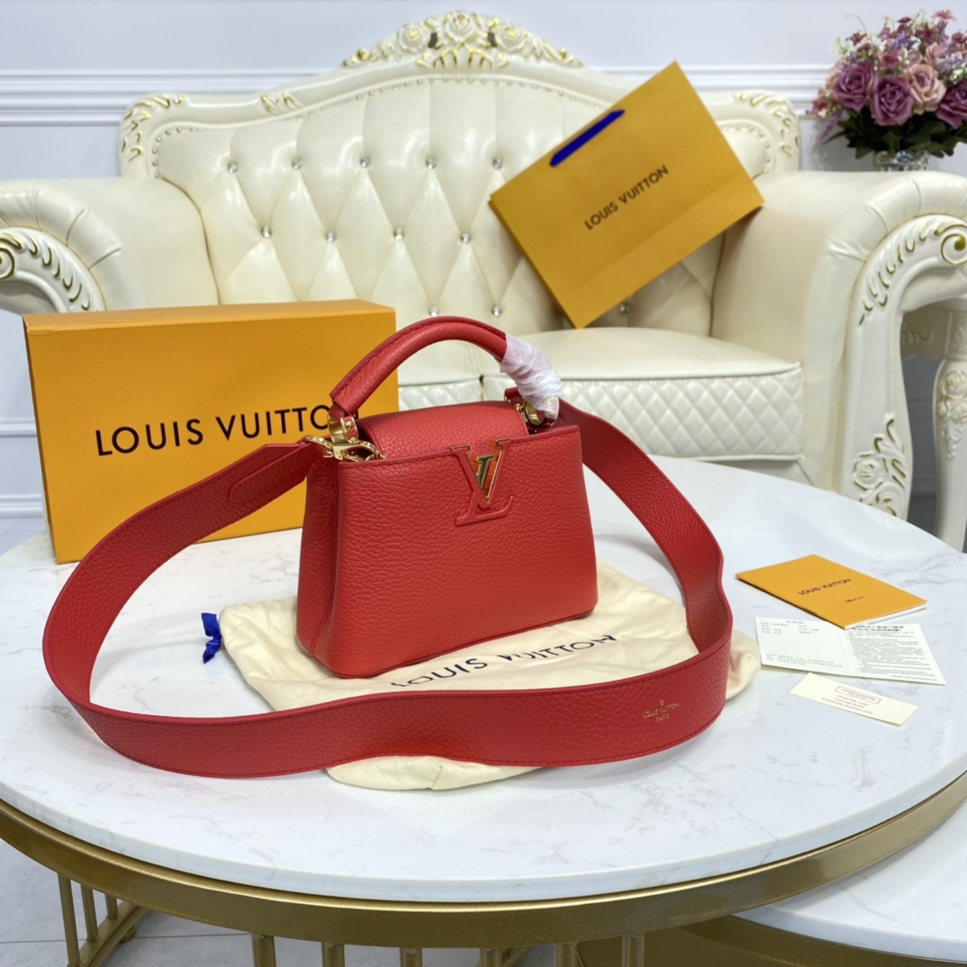 Louis Vuitton CAPUCINES MINI Taurillon Leather Bag M56845 Scarlet Red